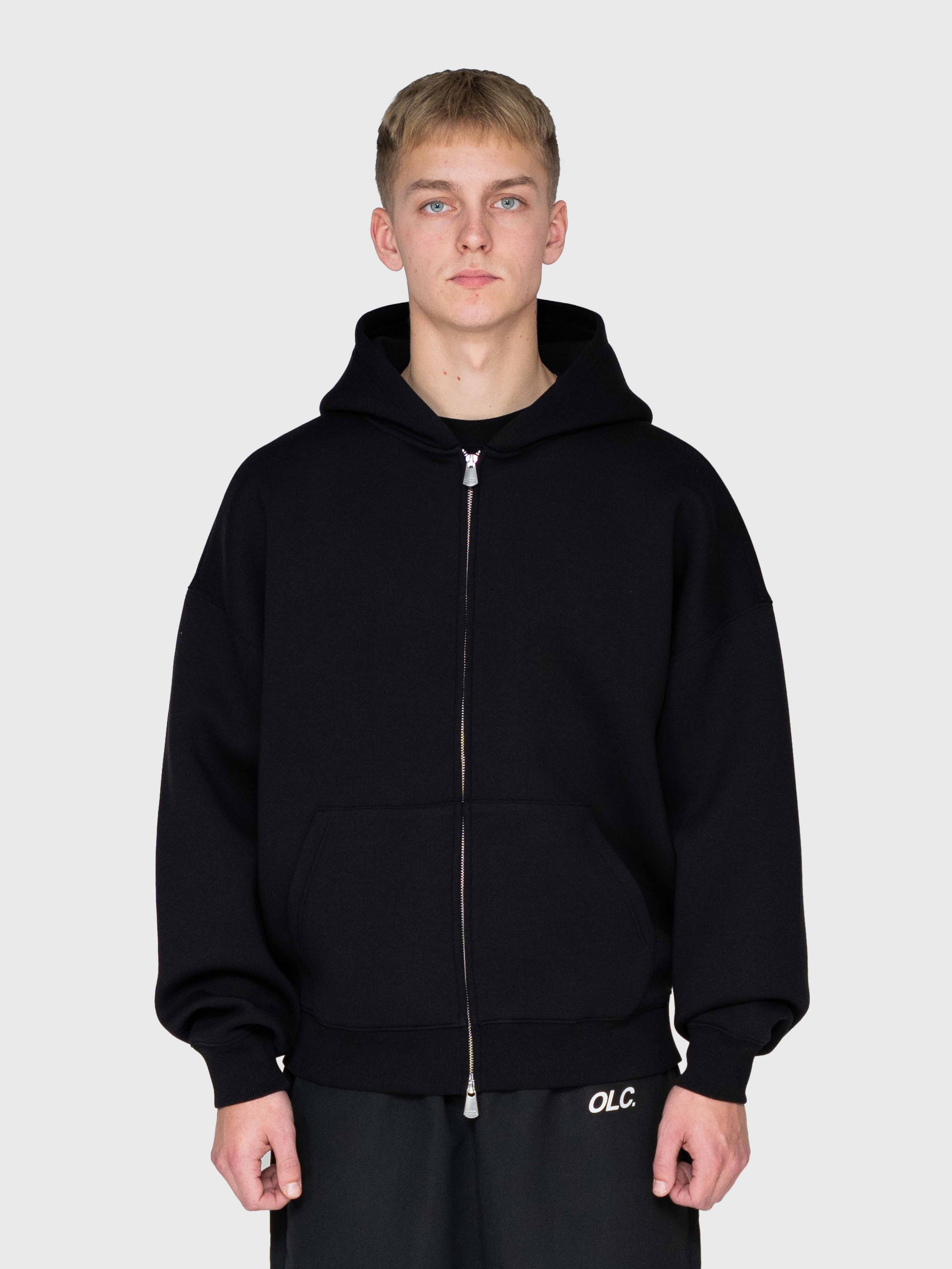 Scuba Embossed Zip Hoodie - Black