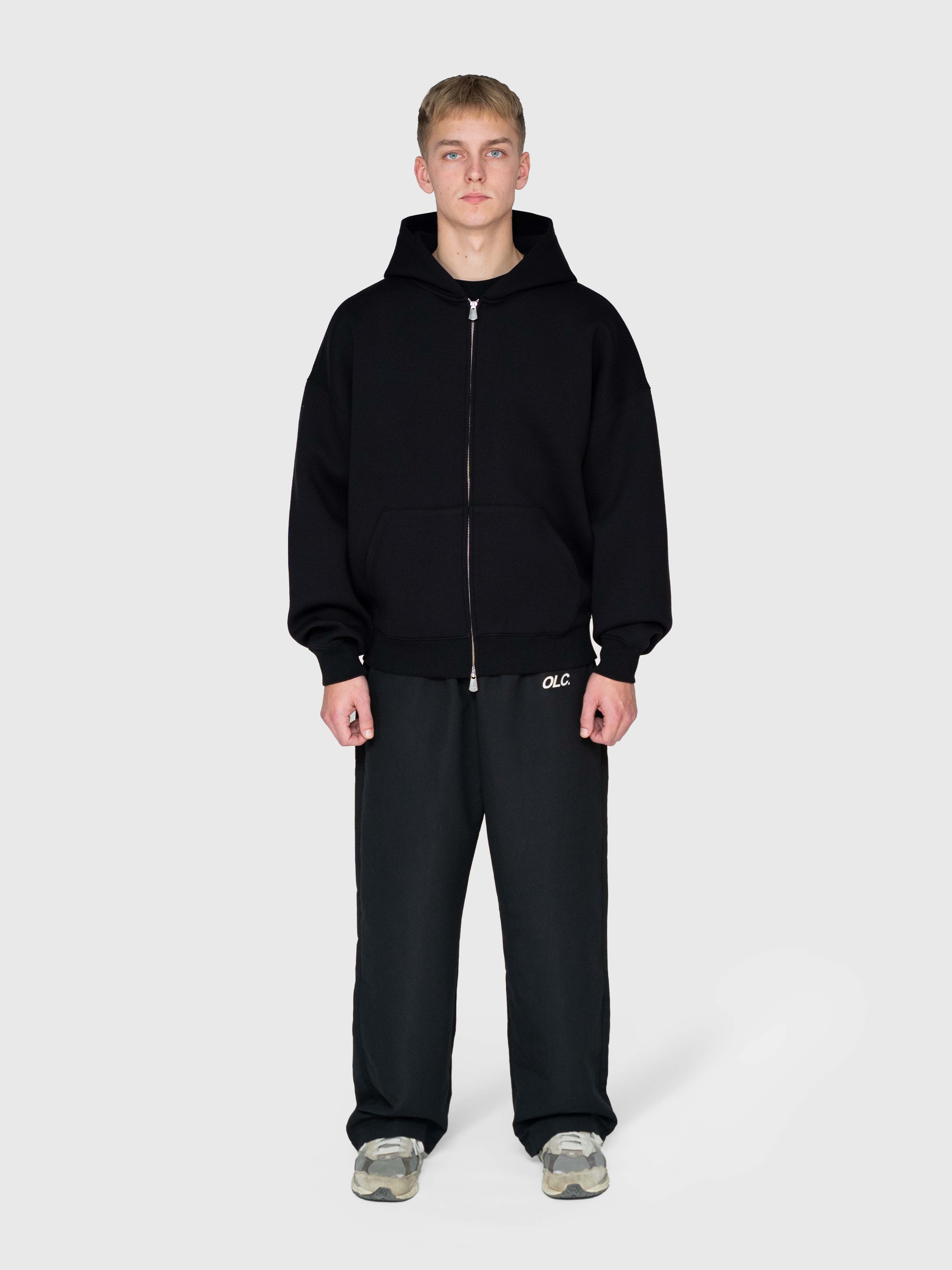 Scuba Embossed Zip Hoodie - Black