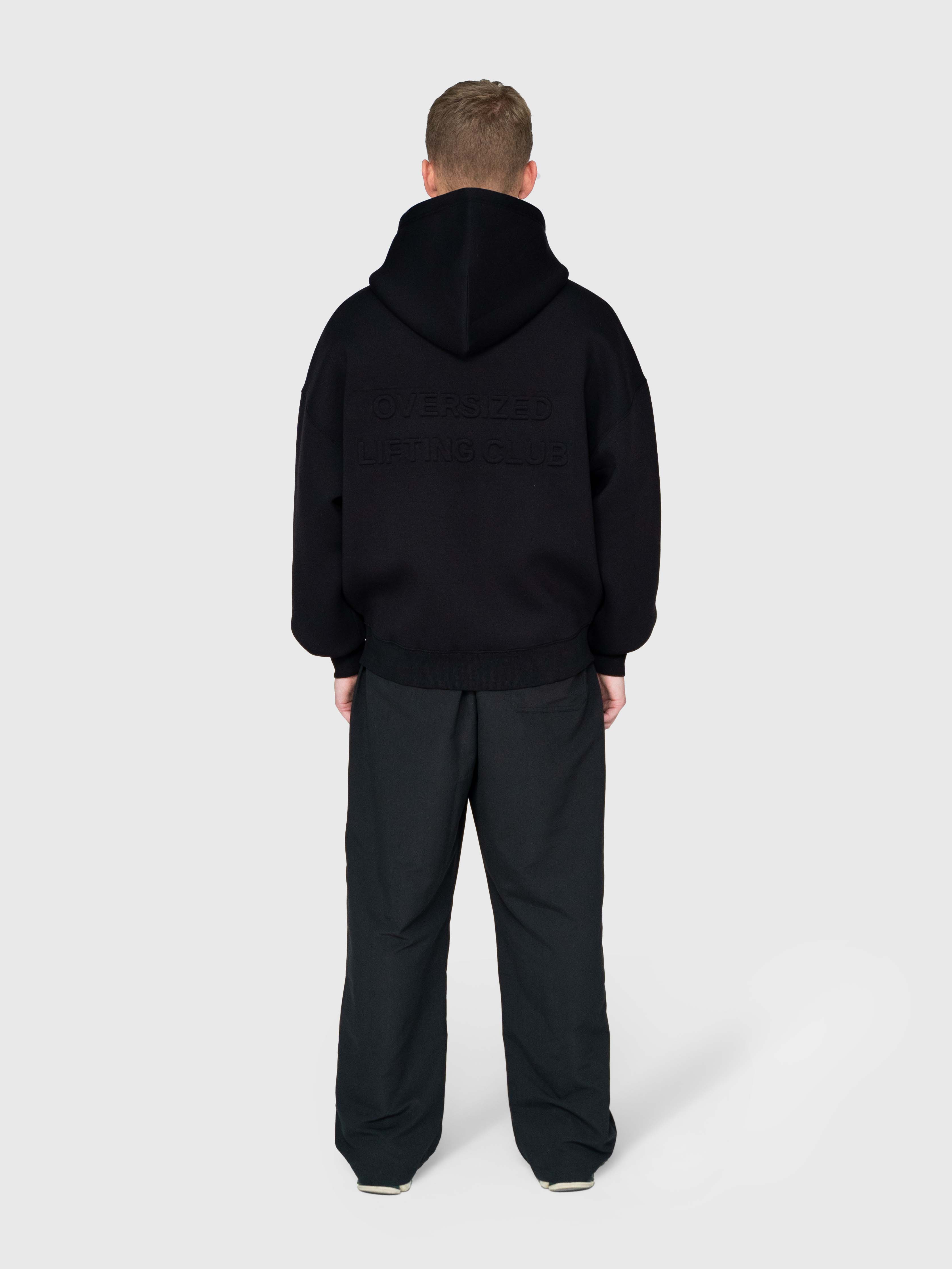 Scuba Embossed Zip Hoodie - Black