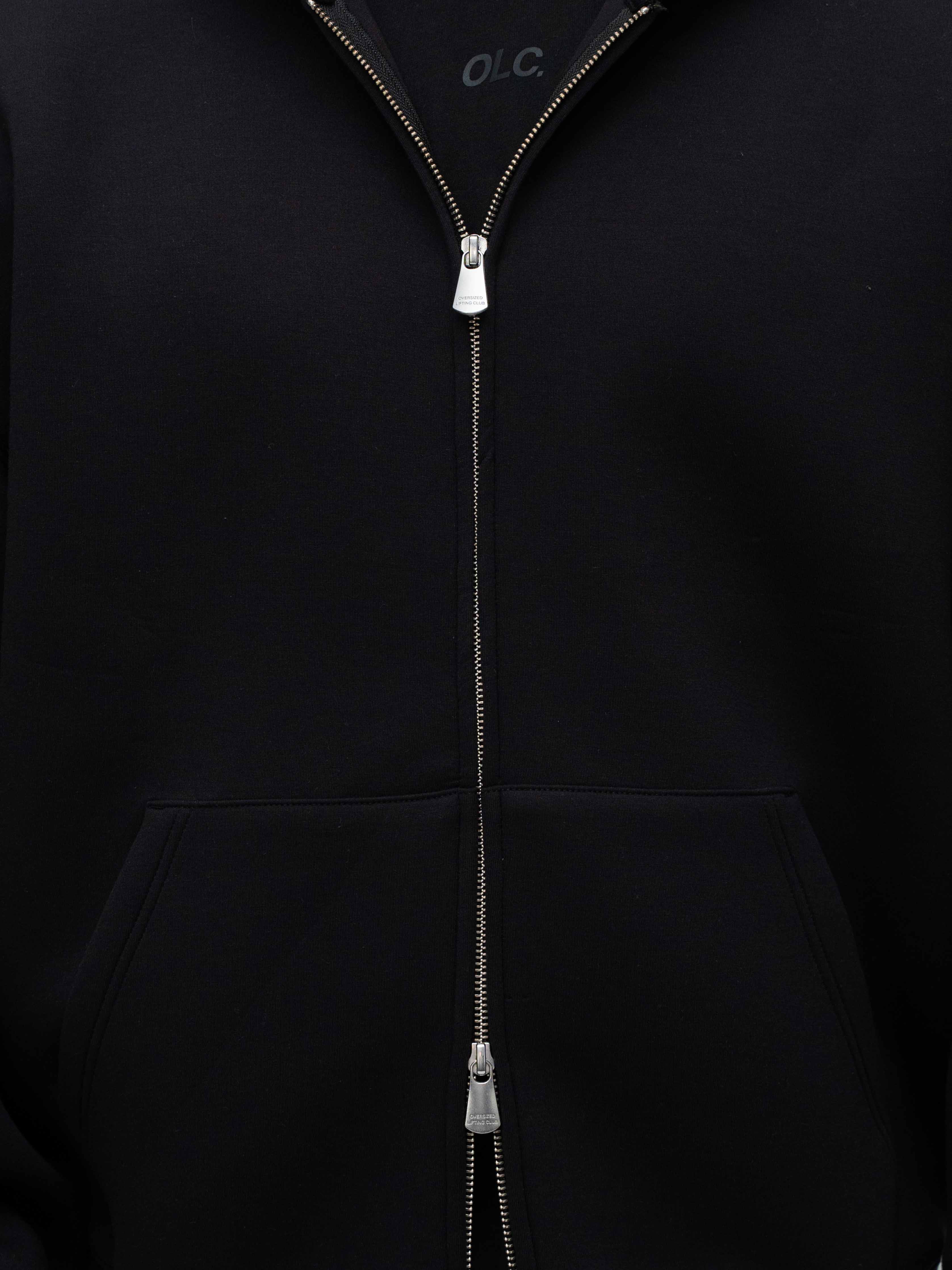 Scuba Embossed Zip Hoodie - Black