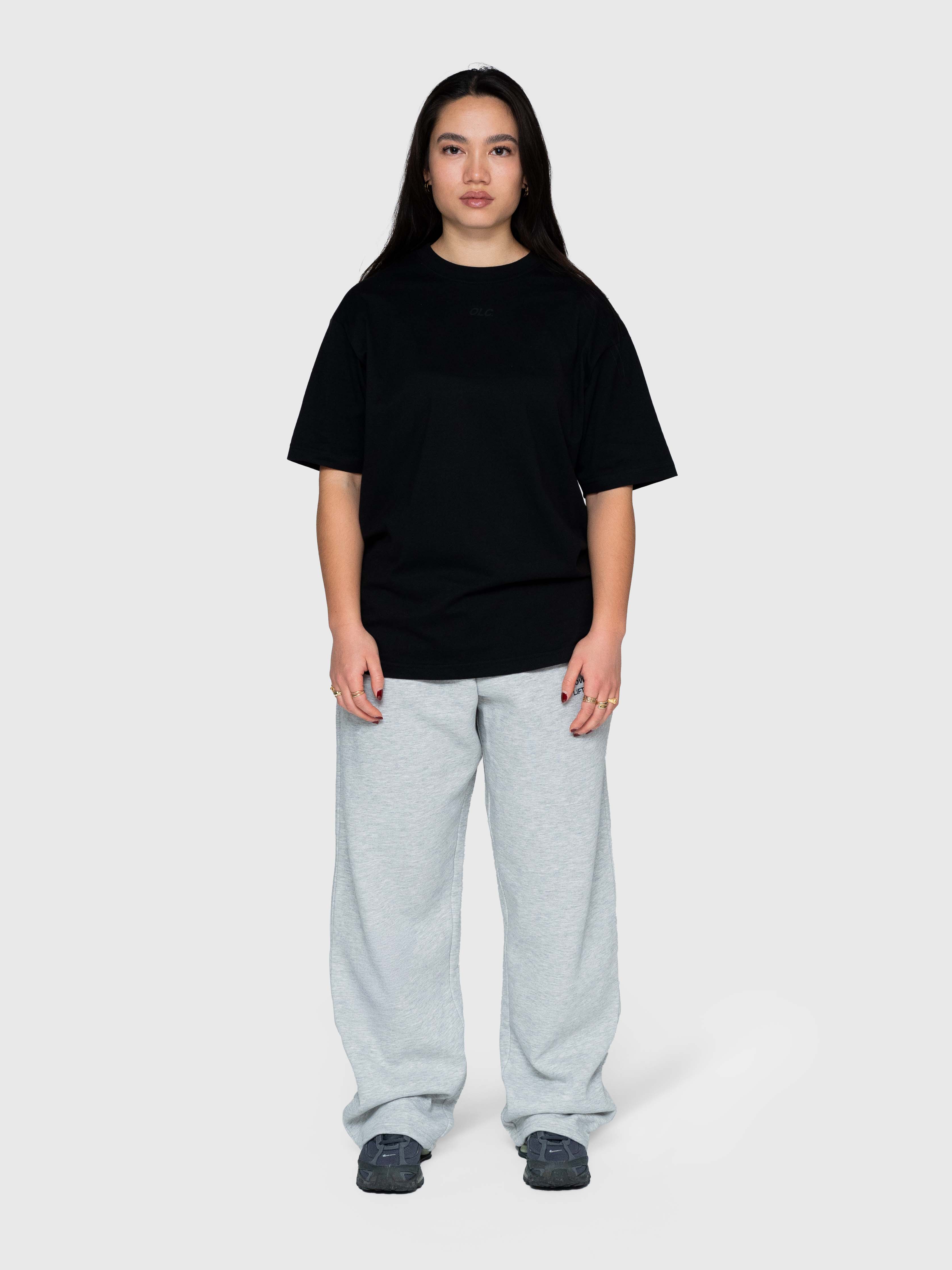 Logo Straight Sweatpants - Melange Grey/Black