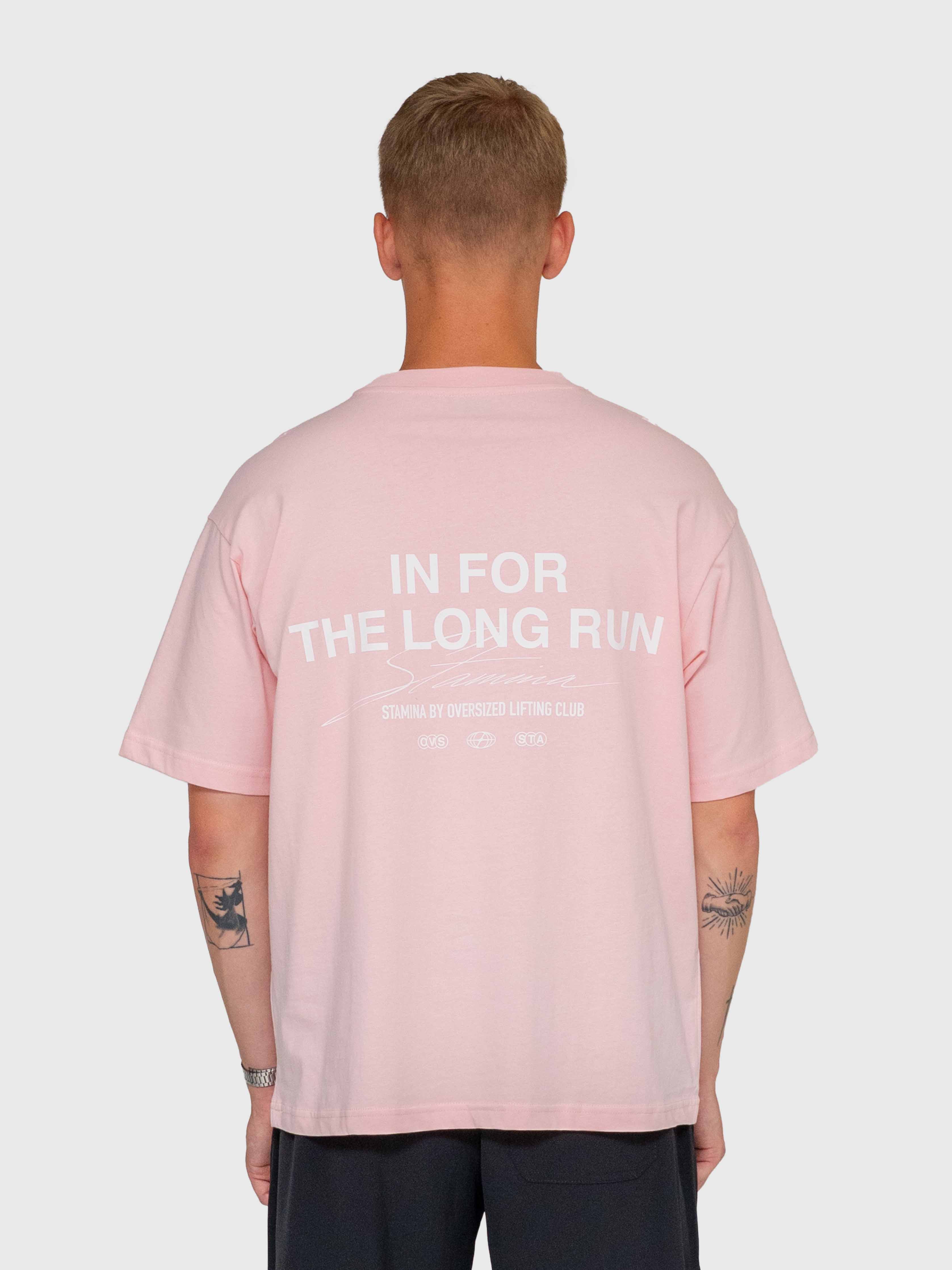 Long run Box Tee - Pink/White