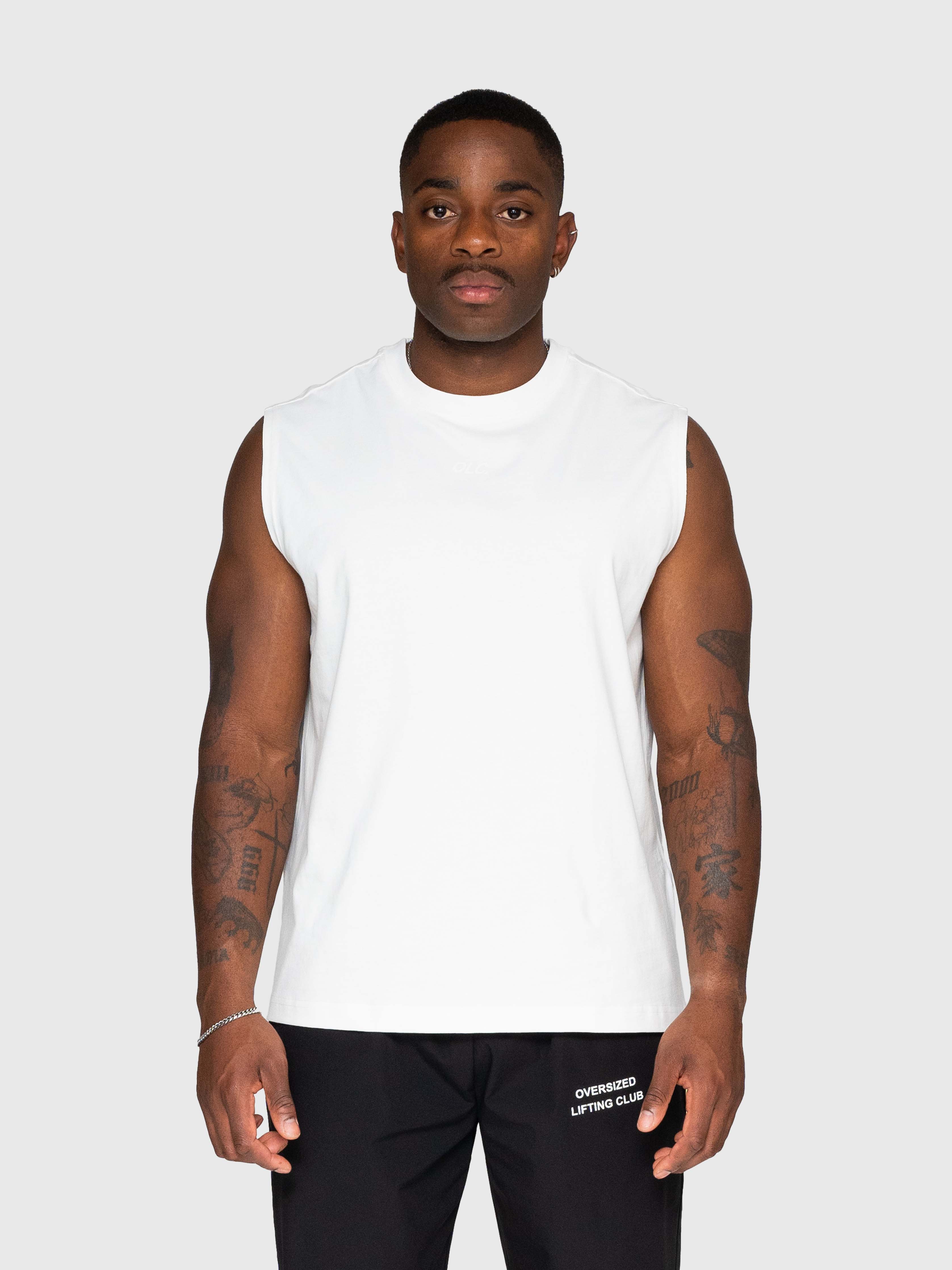 Heavyweight Cut Off Tee - White/Black