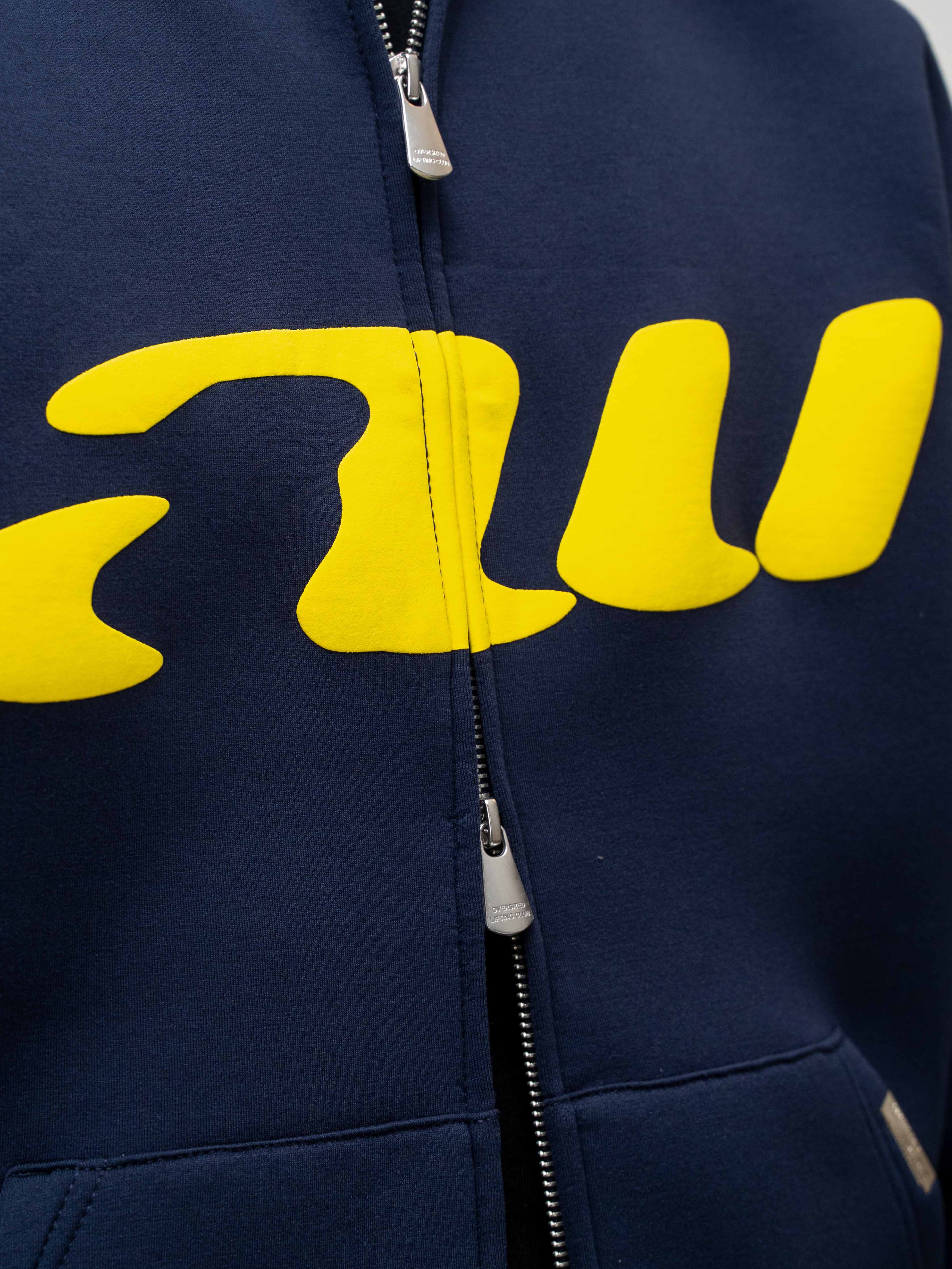 AW Puff Zip Hoodie - Midnight Navy/Yellow