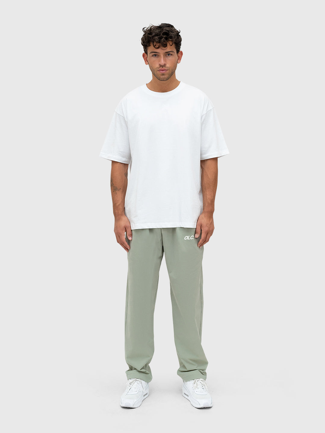 Logo Tech Pants - Sage/White