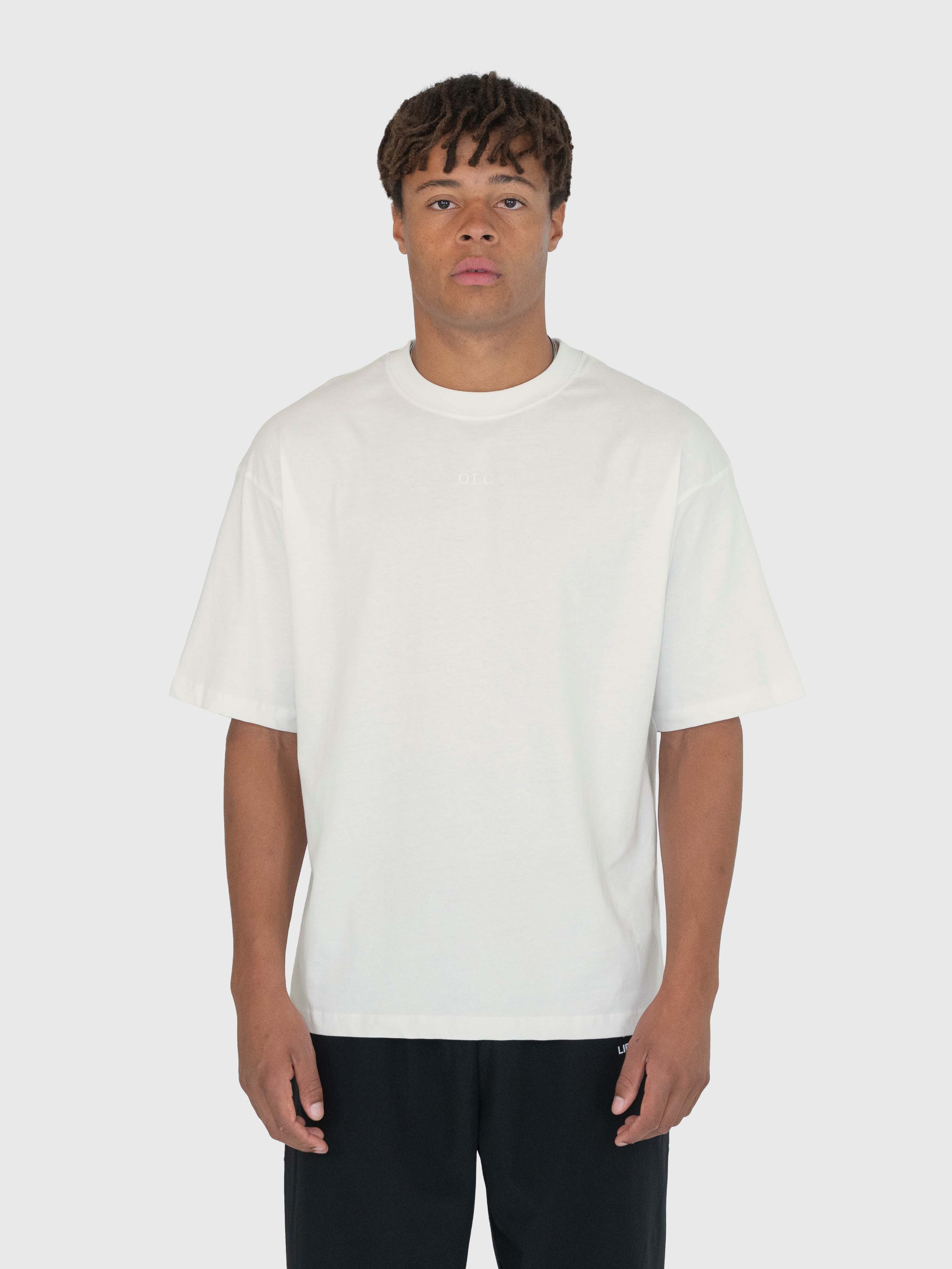 Confidence Box Tee - Cream White/Forrest Green