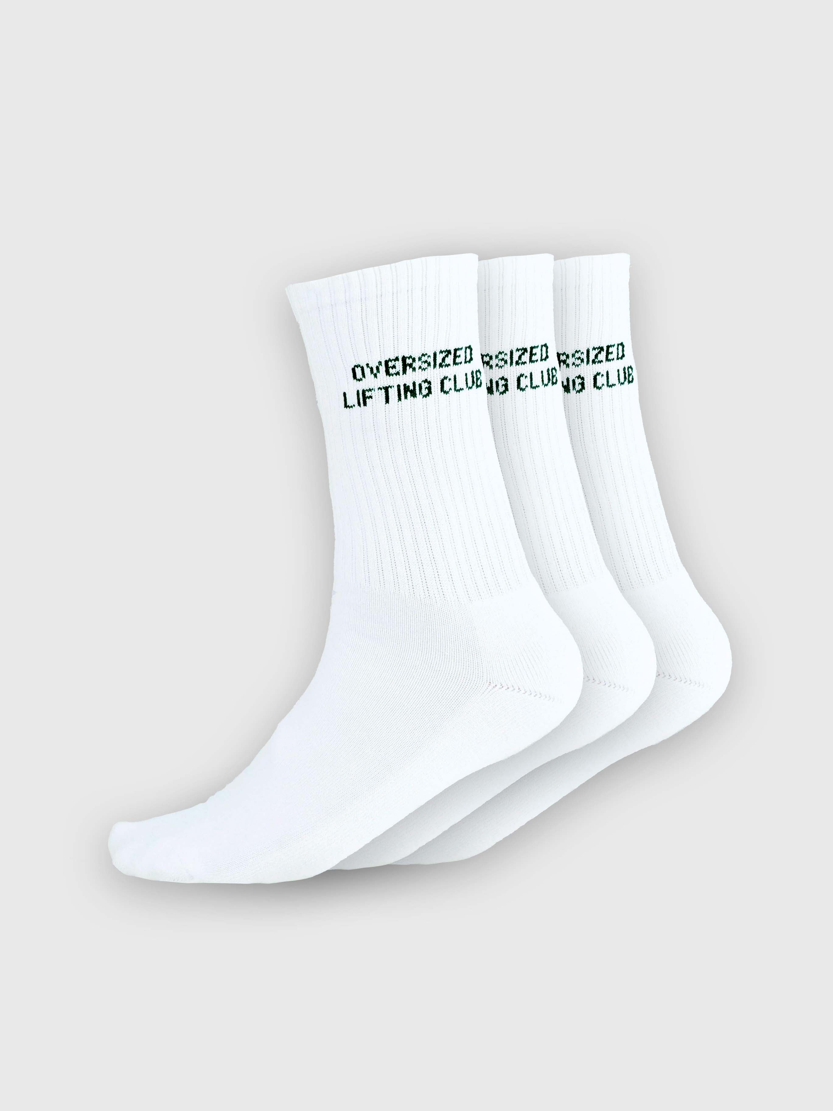 3-Pack: Confidence Socks - Cream White/Forrest Green