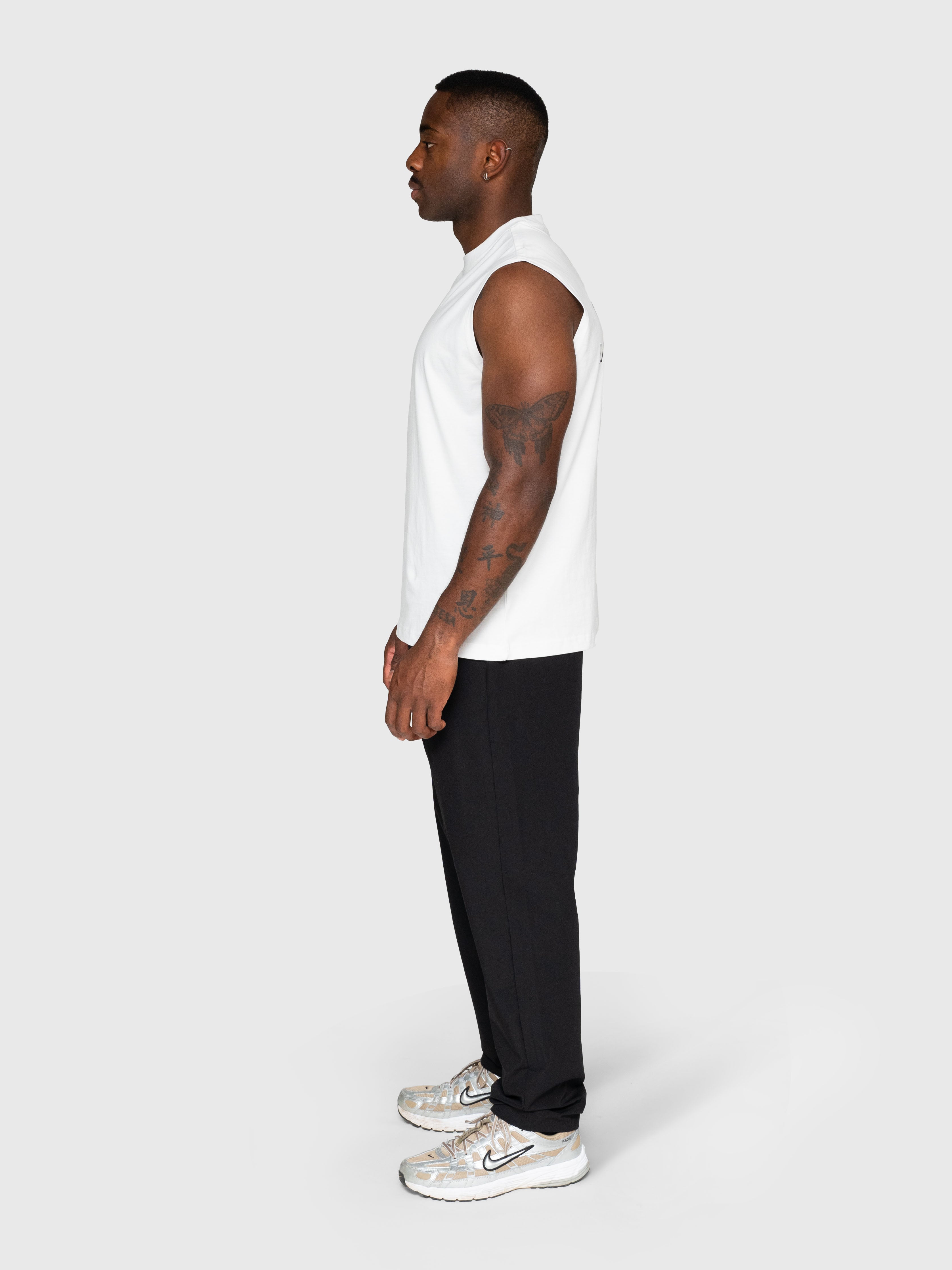 Heavyweight Cut Off Tee - White/Black